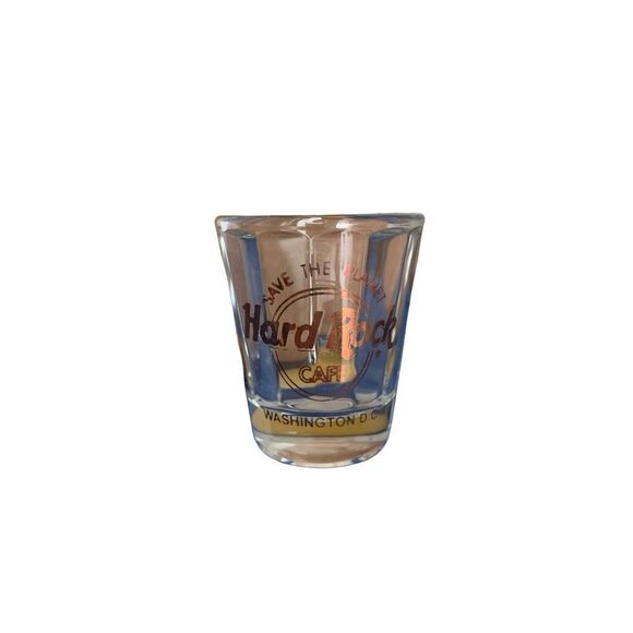 Vintage Hard Rock Cafe Washington Save The Planet Shot Glass Gold Lettering - Picture 2 of 5